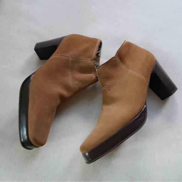 Warren Edwards Ankle Handmade in Italy Boot Brown Suede Chunky Heel 6.5 - Picture 8 of 12